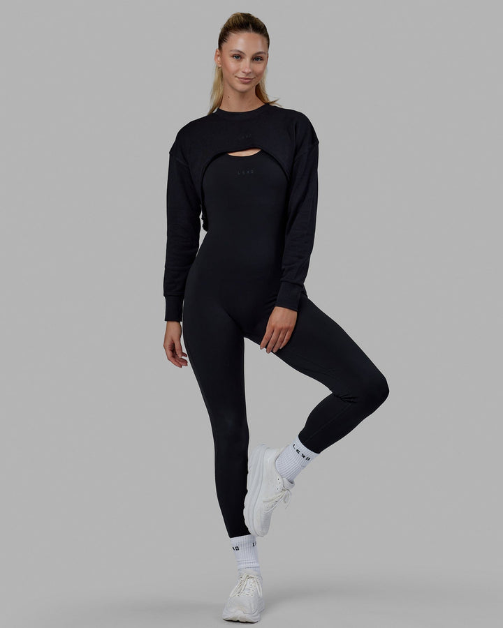 Woman wearing Force Cropped Sweater - Black