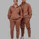 Duo wearing Unisex Fundamental 1/4 Zip Sweater - Raw Umber