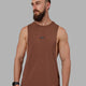 Man wearing Fundamental FLXCotton Drop Arm Tank - Cappuccino