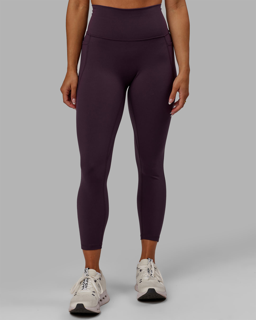 Woman wearing Fusion 7/8 Length Tights - Midnight Plum
