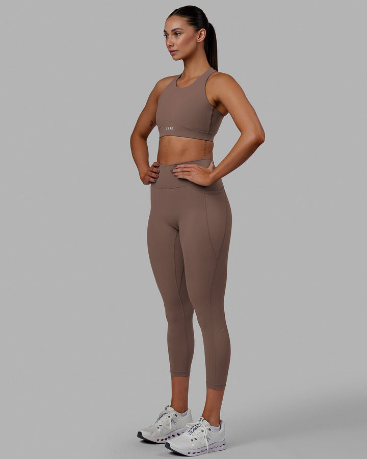 Woman wearing Fusion 7/8 Length Tight - Deep Taupe