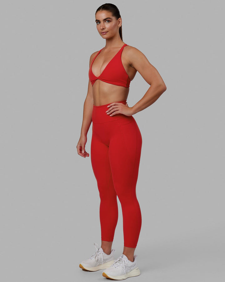 Woman wearing Fusion 7/8 Length Tights - Infrared