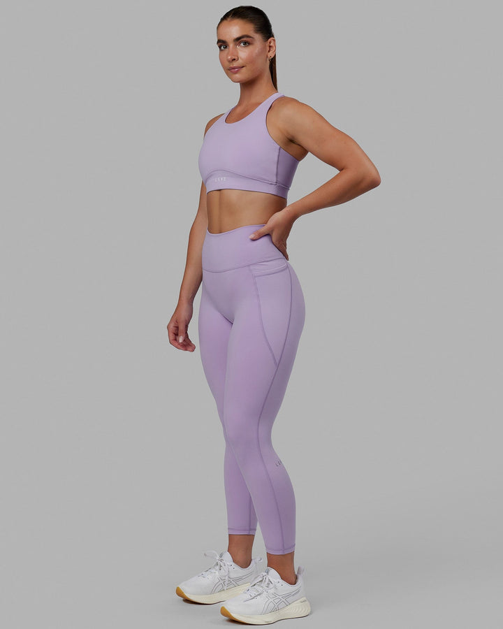 Woman wearing Fusion 7/8 Length Tights - Pale Lilac