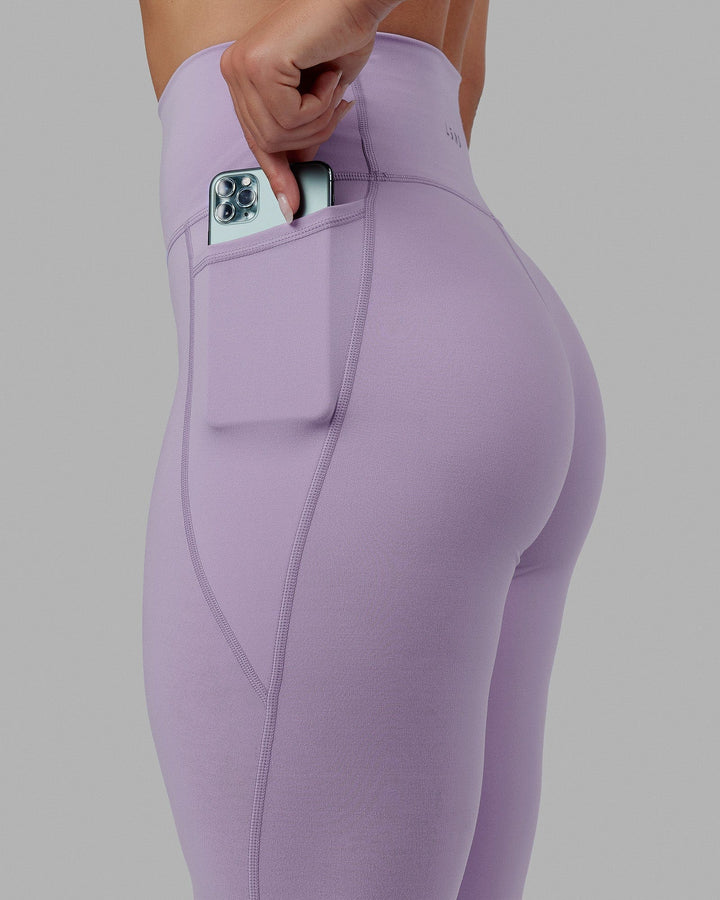 Woman wearing Fusion 7/8 Length Tights - Pale Lilac