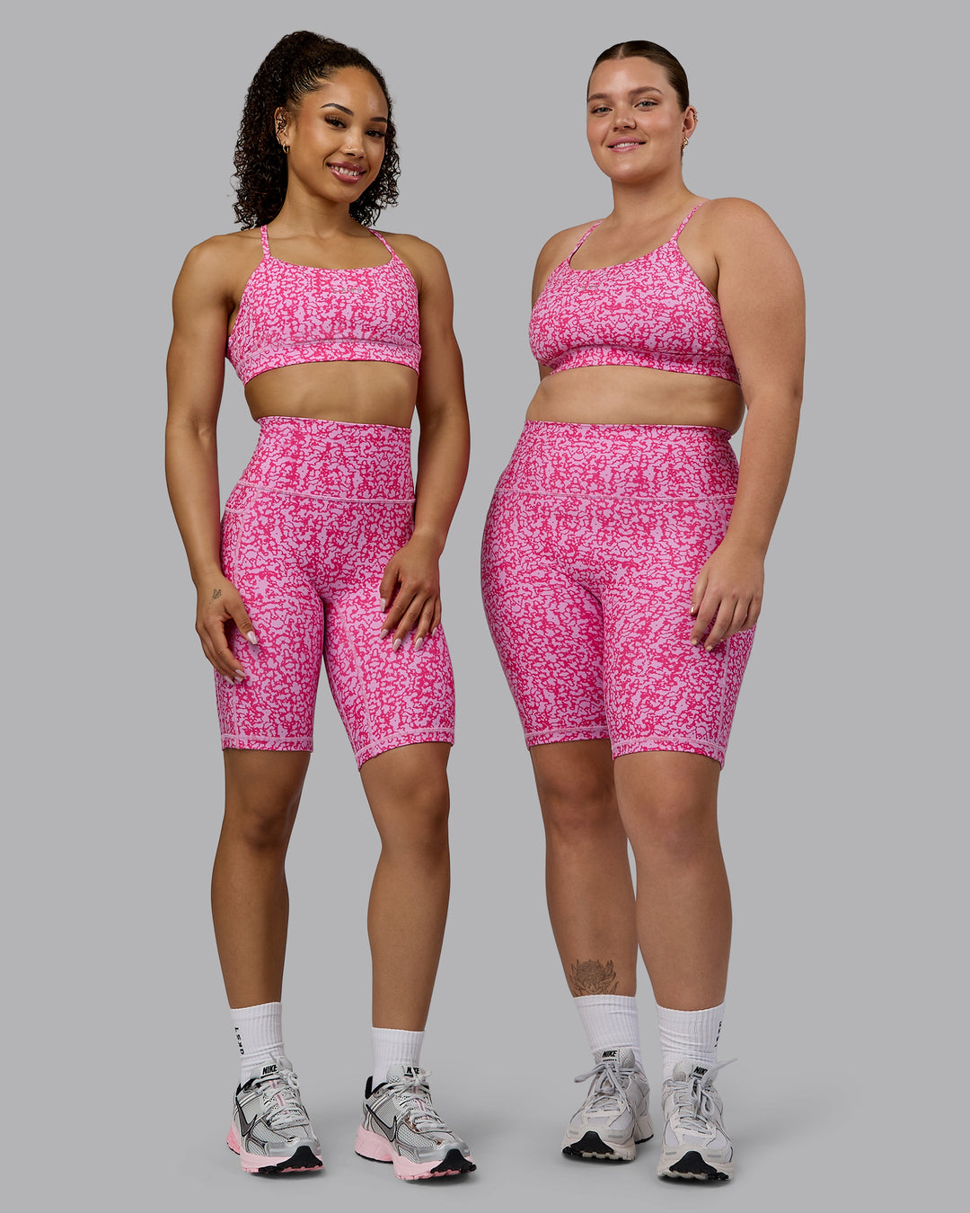 Woman wearing Fusion Ultra High-Rise 9&quot; Short Pockets - Patina-Ultra Pink | Model:Both | Size:Duo
