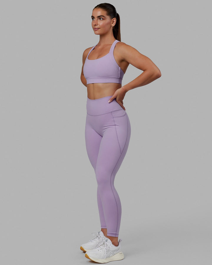 Woman wearing Fusion Full Length Tights - Pale Lilac