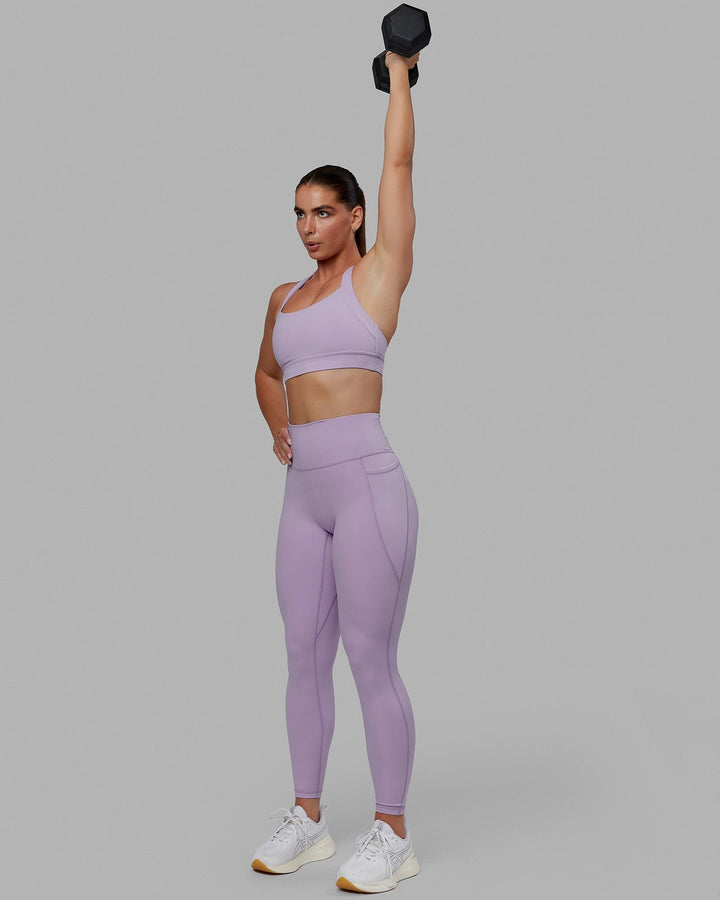 Woman wearing Fusion Full Length Tights - Pale Lilac