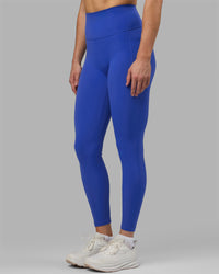 Woman wearing Fusion Ultra High-Rise Full Length Legging Pockets - Power Cobalt | Model:Hannah | Size:S