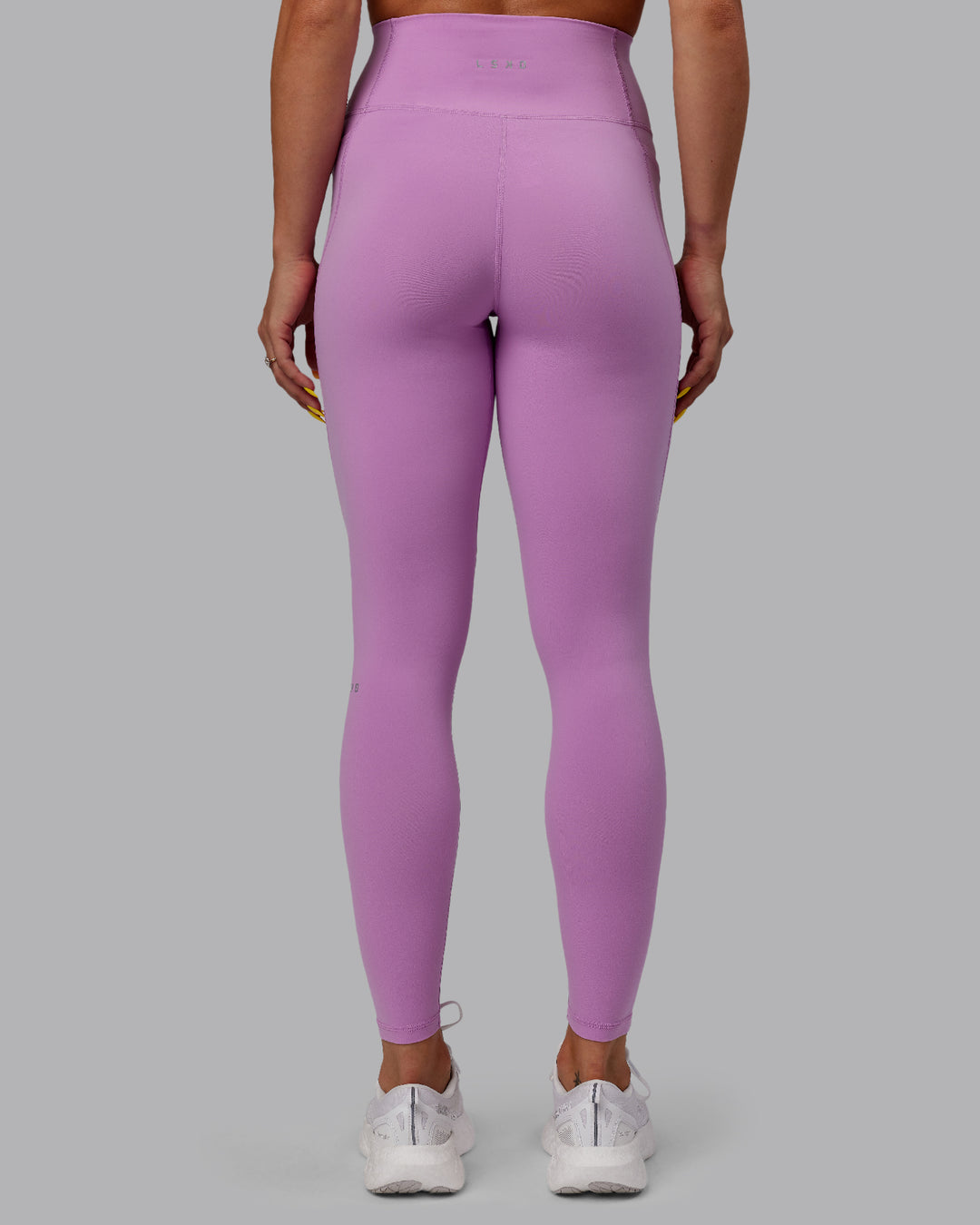 Woman wearing Fusion Ultra High-Rise Full Length Legging Pockets - Light Violet | Model:Bree | Size:S