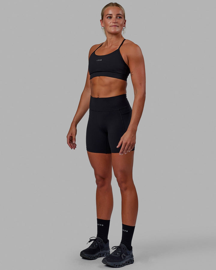 Woman wearing Fusion Mid Short Tights - Black-Black