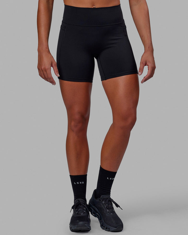 Woman wearing Fusion Mid Short Tights - Black-Black