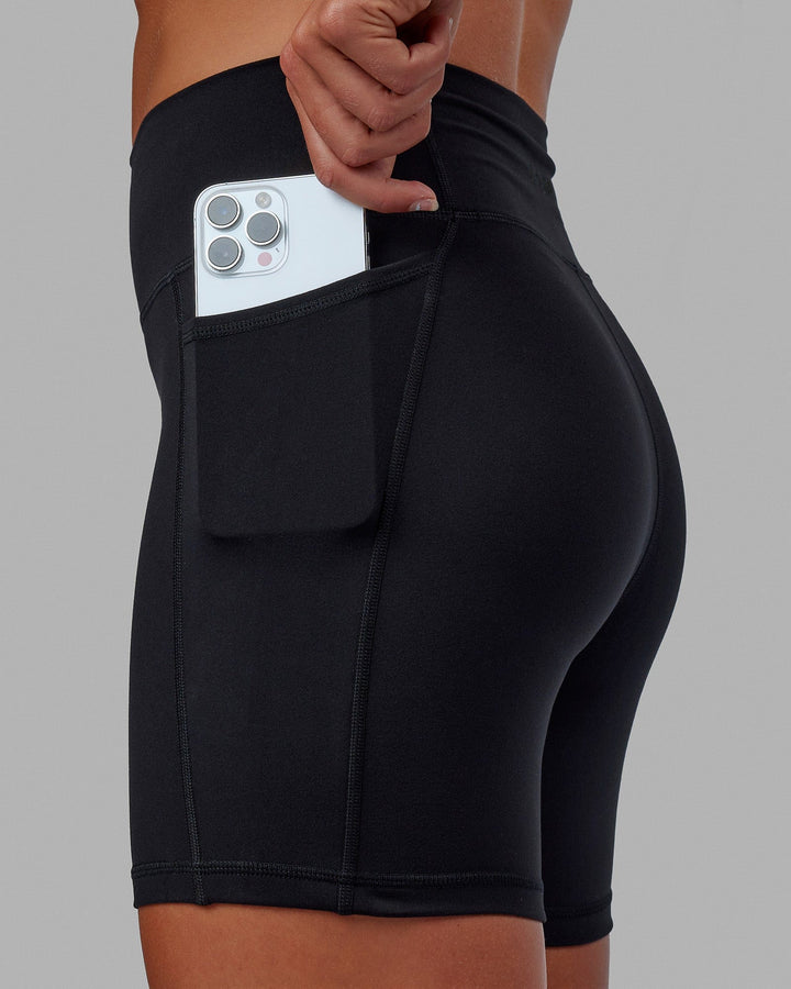 Woman wearing Fusion Mid Short Tights - Black-Black