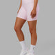 Woman wearing Fusion Mid Short Tight - Blush Leopard