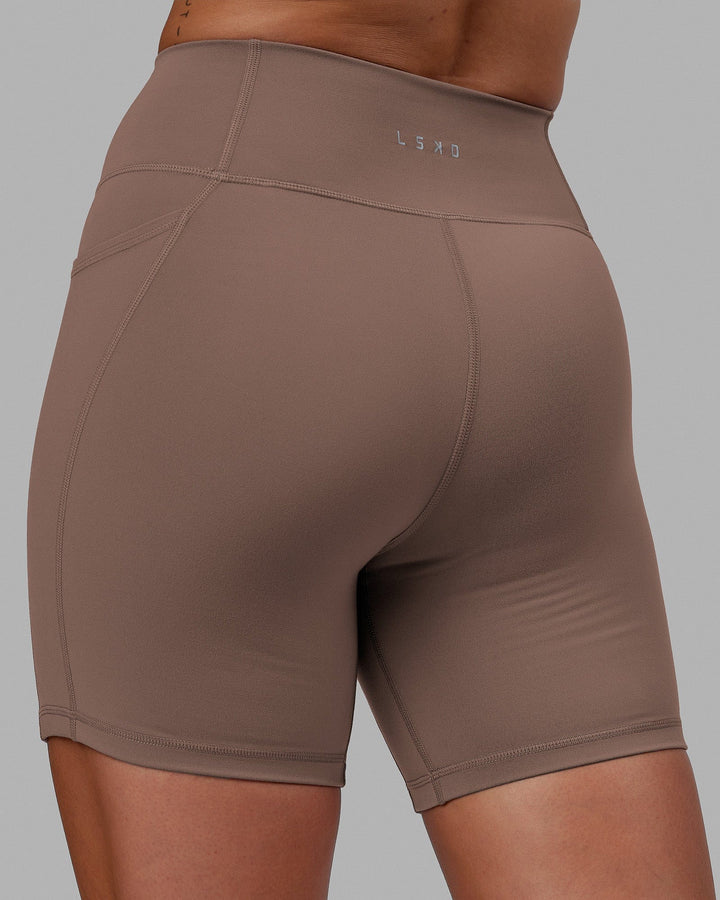 Woman wearing Fusion Mid Short Tight - Deep Taupe