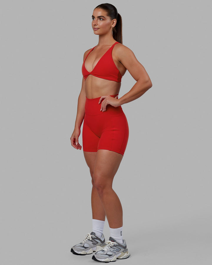 Woman wearing Fusion Mid Short Tights - Infrared