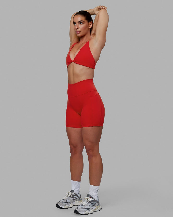 Woman wearing Fusion Mid Short Tights - Infrared