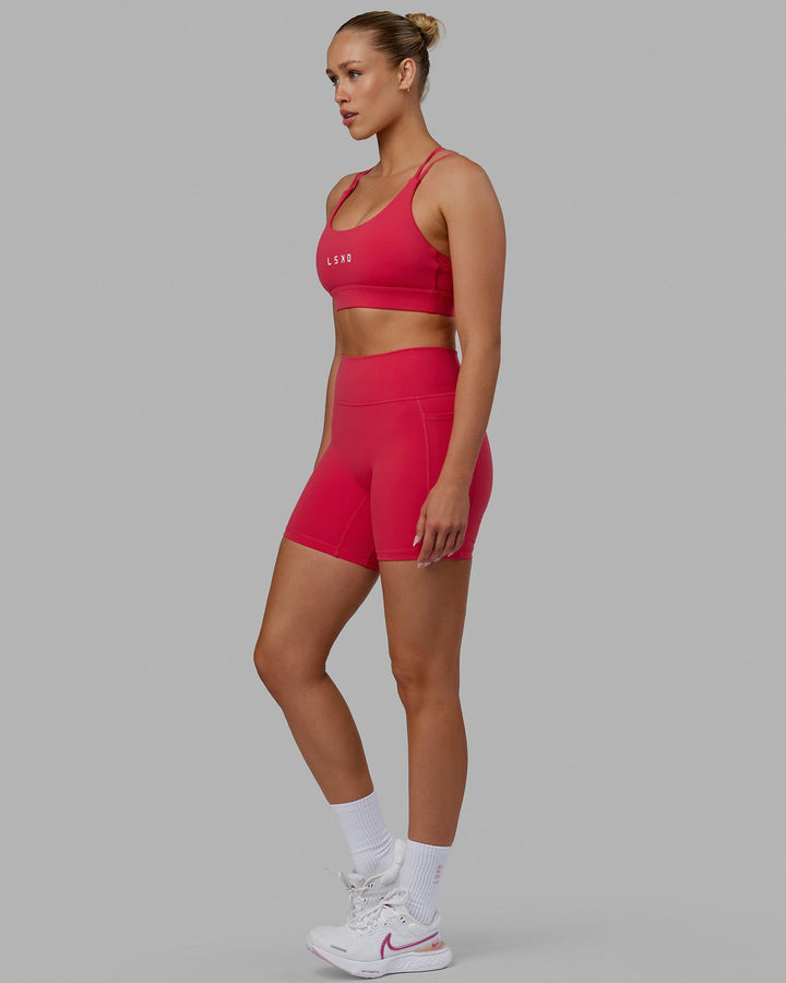 Woman wearing Fusion Mid Short Tights - Raspberry