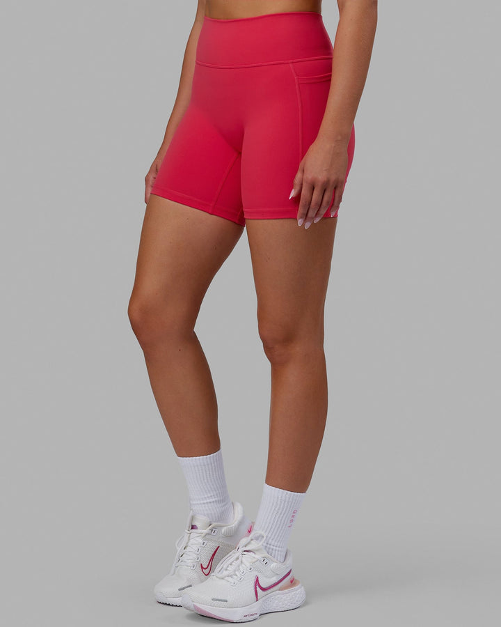 Woman wearing Fusion Mid Short Tights - Raspberry