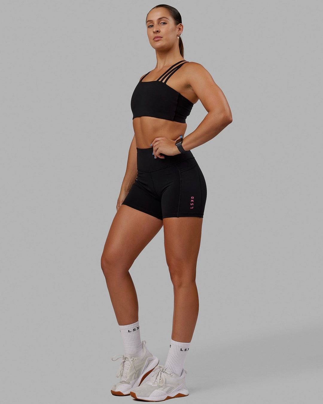 Woman wearing Galvanise Sports Bra - Black