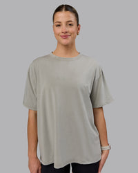 Woman wearing Go-To FLXCotton Oversized Tee Washed - Elephant