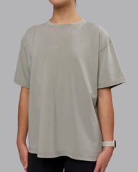 Woman wearing Go-To FLXCotton Oversized Tee Washed - Elephant