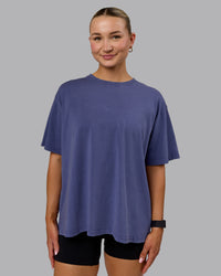 Woman wearing Go-To FLXCotton Oversized Tee Washed - Future Dusk