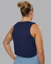 Woman wearing Go-To FLXCotton Tank - Future Navy-White