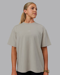 Woman wearing Go-To FLXCotton Oversized Tee - Shale Beige