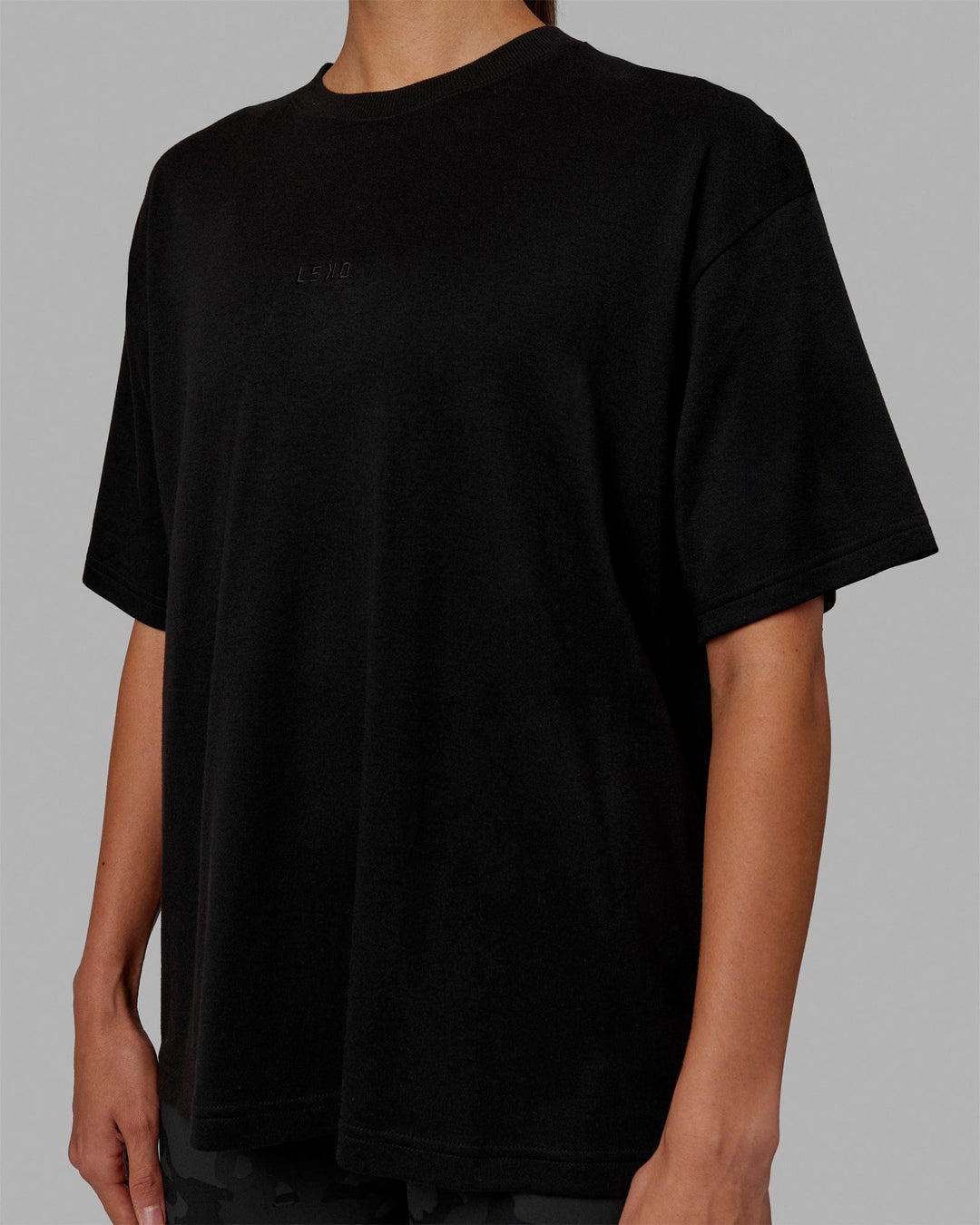 Woman wearing Go-To Modal Oversized Tee - Black-Black