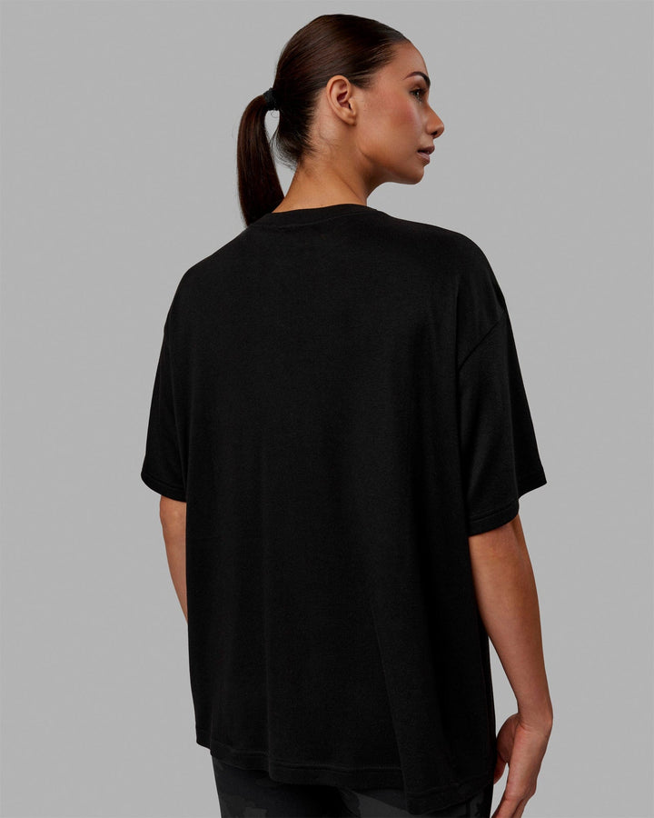 Woman wearing Go-To Modal Oversized Tee - Black-Black
