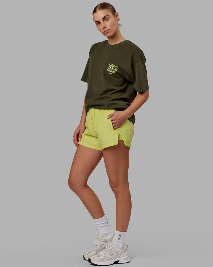 Woman wearing Good Times Heavyweight Tee Oversize - Forest Night-Mint
