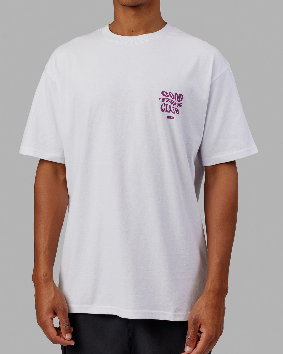 Man wearing Good Times Heavyweight Tee Oversize - White-Orchid