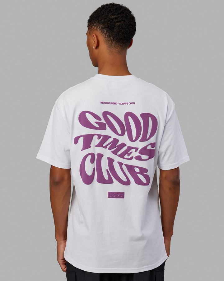Man wearing Good Times Heavyweight Tee Oversize - White-Orchid