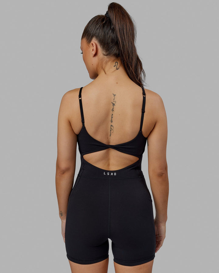 Woman wearing Helix Active Bodysuit - Black