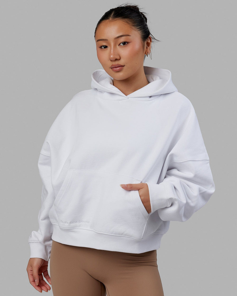Woman wearing Ivy Hoodie - White