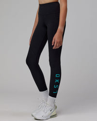 Rep 7/8 Length Tight - Black-Hyper Teal