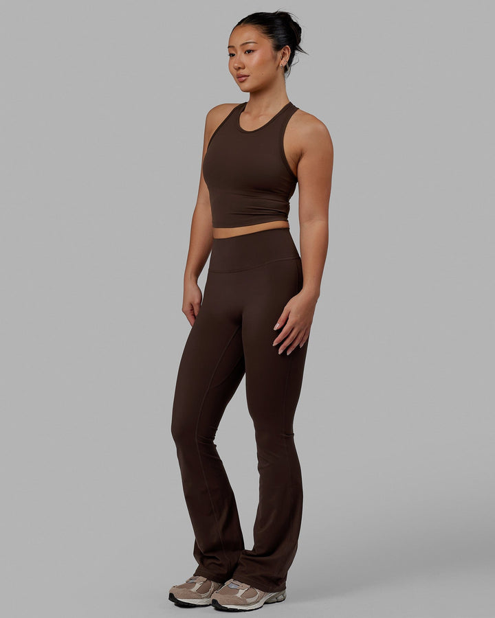 Woman wearing LHFM Tank - Dark Chocolate