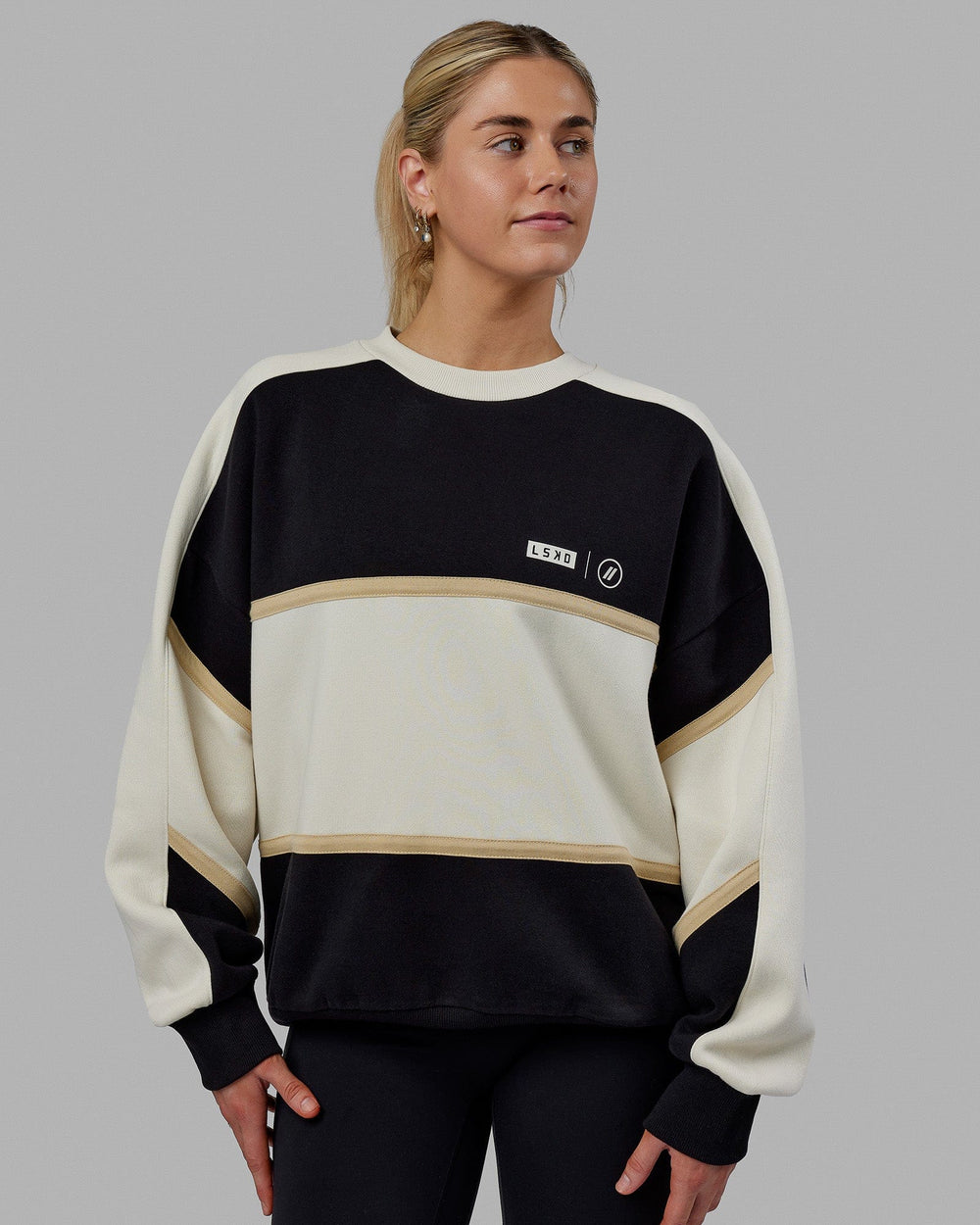 Woman wearing Unisex LSKD x Blenders Sweater - Black-Bone