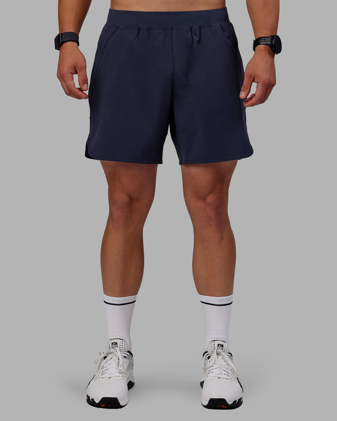 Man wearing Lift 6" Lined Performance Shorts - Future Navy