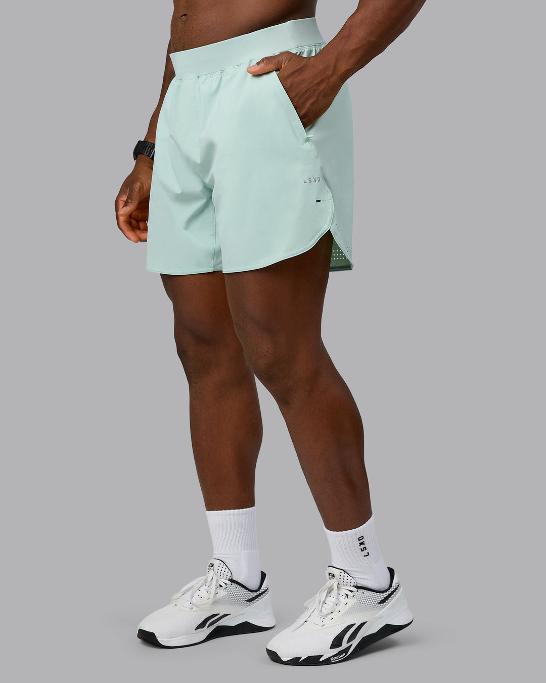 Man wearing Lift 6&quot; Performance Short - Blue Haze | Model:Sam | Size:L
