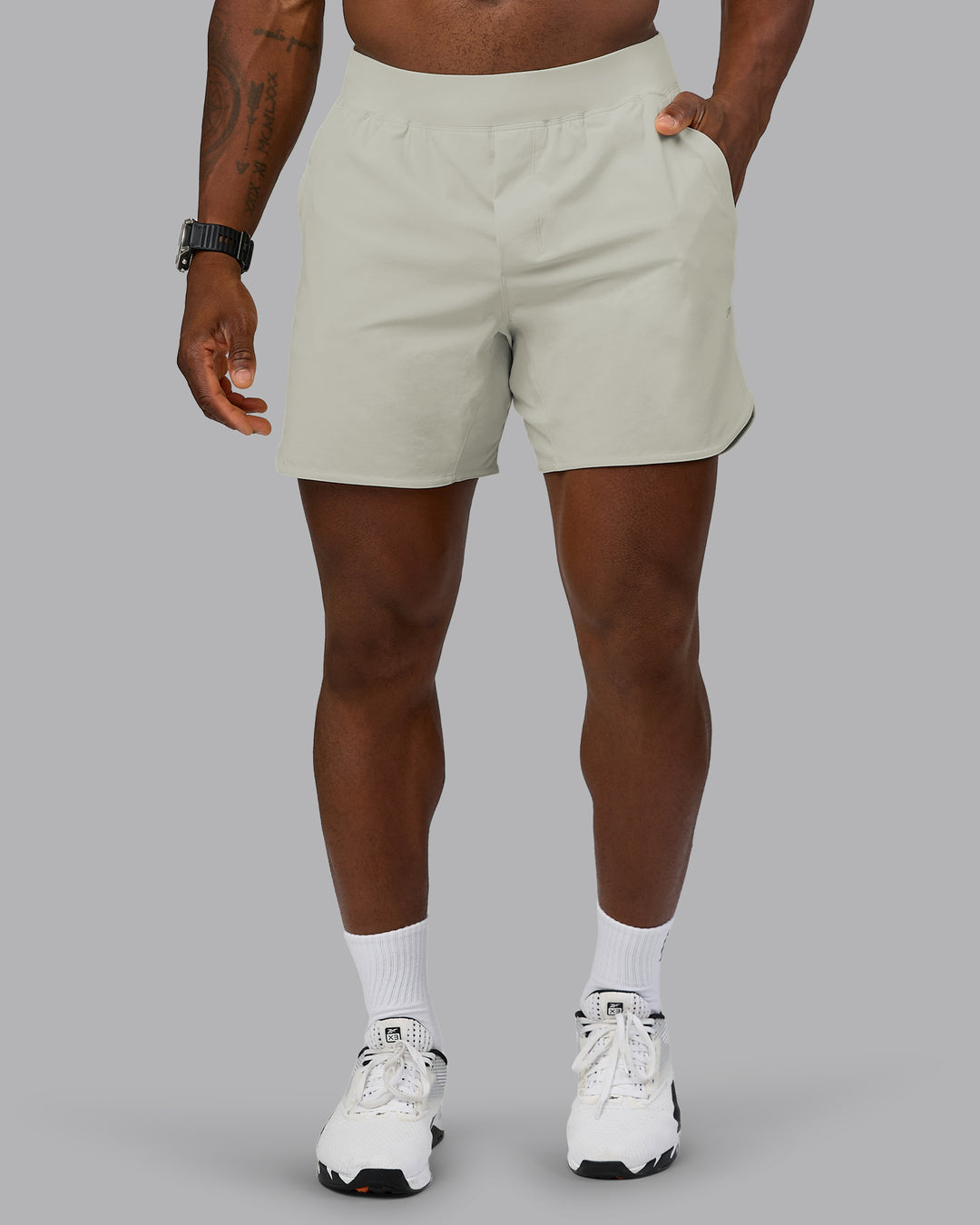 Man wearing Lift 6&quot; Performance Short - Bone | Model:Sam | Size:L