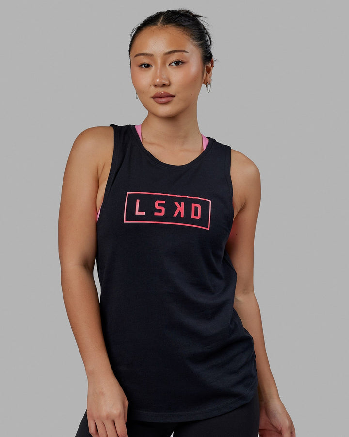 Woman wearing Luna Tank - Black-Raspberry