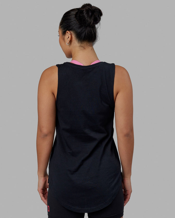 Woman wearing Luna Tank - Black-Raspberry