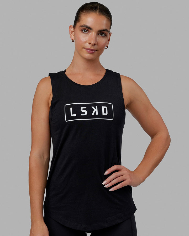 Woman wearing Luna Tank - Black-White