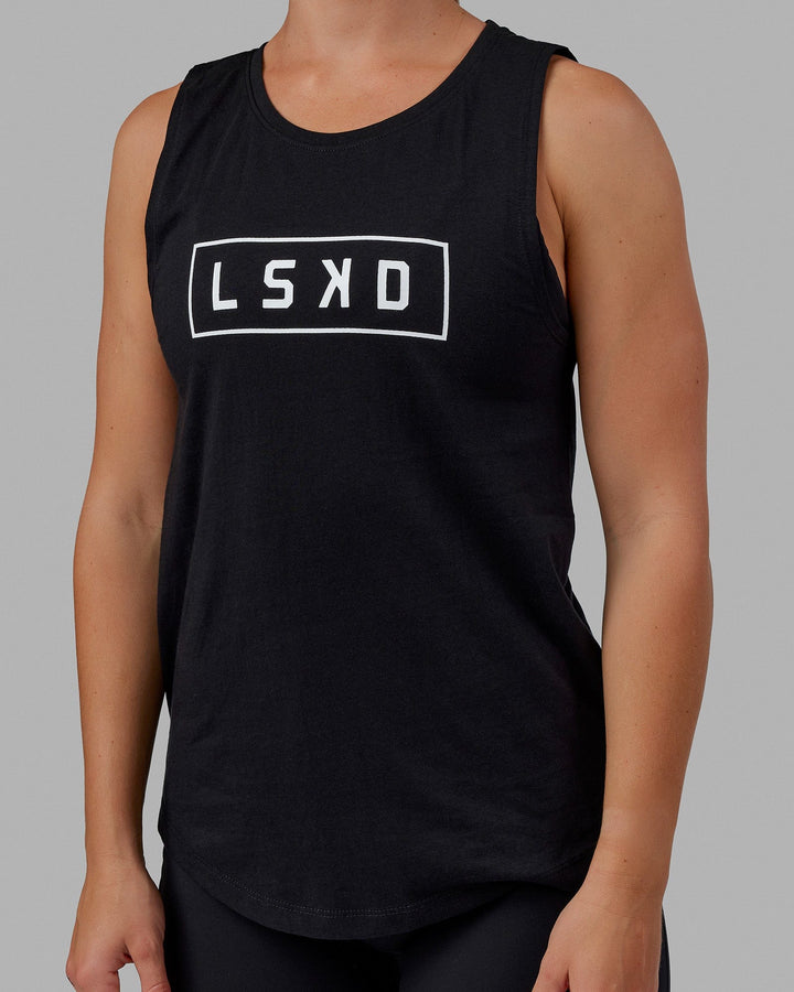 Woman wearing Luna Tank - Black-White