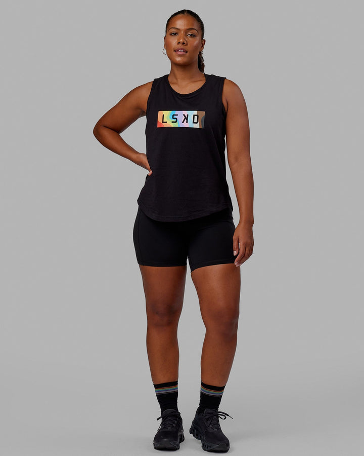 Woman wearing Luna Tank - Pride-Black