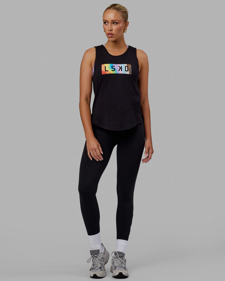 Woman wearing Luna Tank - Pride-Black
