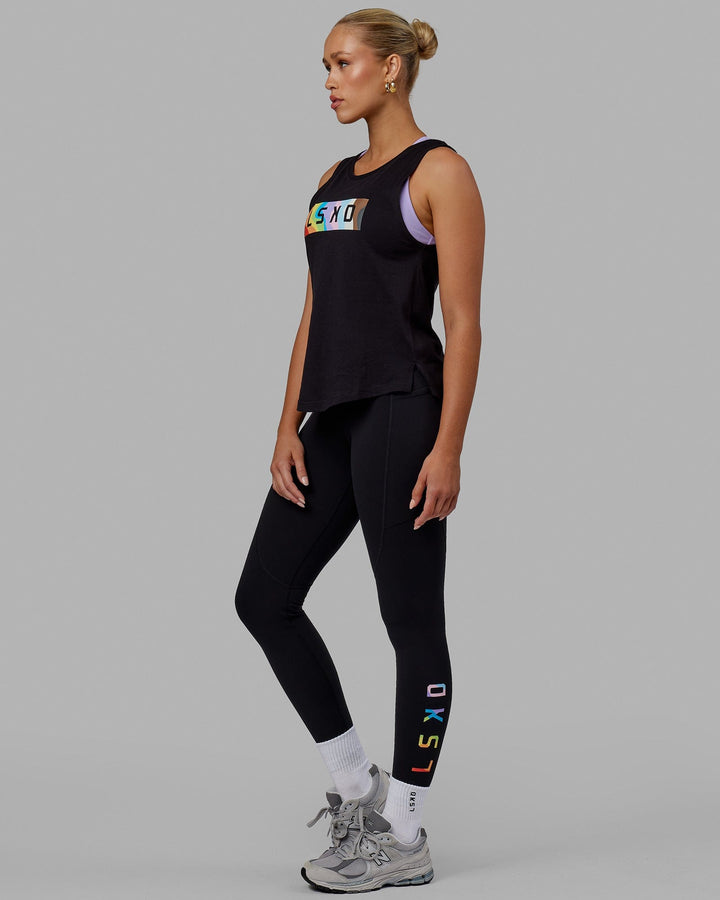 Woman wearing Luna Tank - Pride-Black
