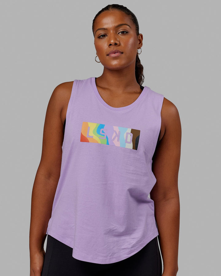 Woman wearing Luna Tank - Pride-Pale Lilac