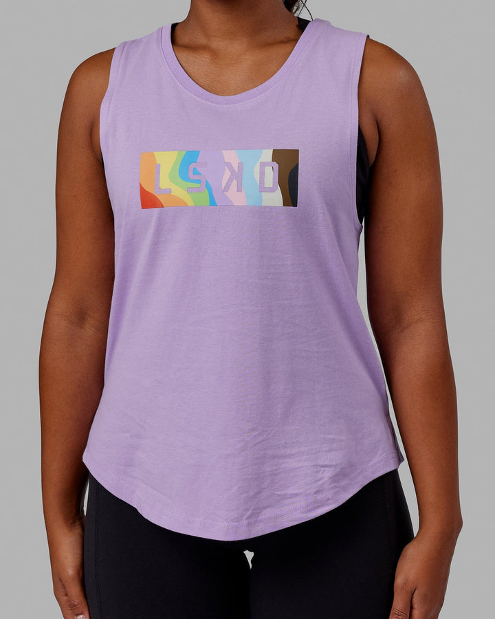 Woman wearing Luna Tank - Pride-Pale Lilac